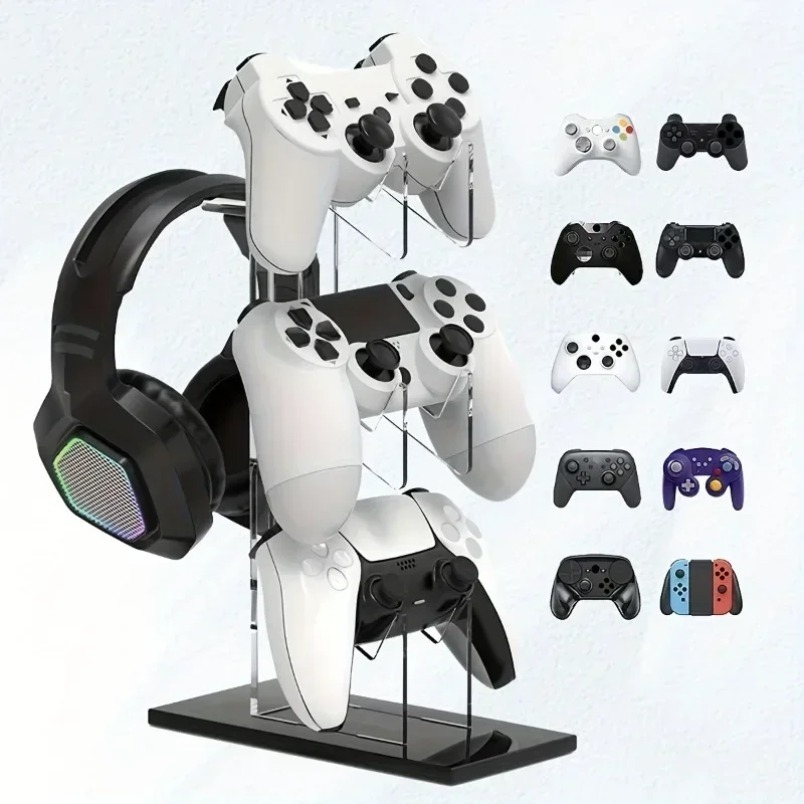 Gaming Console Organizer - Gamepad Stand 3 Tier Headset Hanger